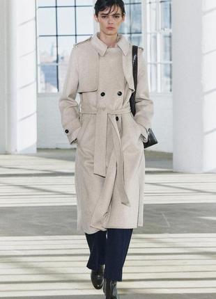 Пальто жіноче бежеве вовняне zara new
