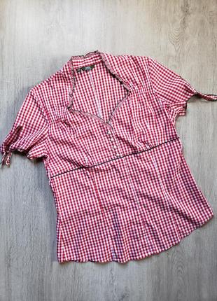 Блуза австрійська, красно-біла клітка, блуза баварська, ретро 12-14 р-ру.