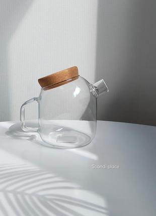 Чайник-заварник скляний прозорий "гудзик"