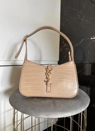 Ysl hobo dark beige croco  gi160701 фото