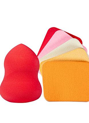 Спонжі для макіяжу в наборі груша та прямокутник puffy 6 штук2 фото