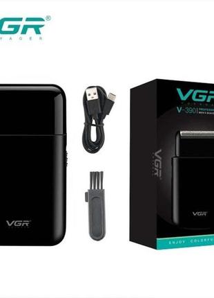 Аккумуляторная мужская мини электробритва vgr v-390 для бритья бороды и усов шейвер. цвет: черный