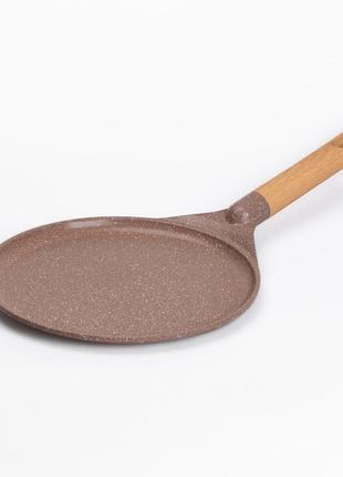 Алюминиевая блинная сковорода с мраморным антипригарным покрытием ø 26 см, толстое дно mgc кофейного цвета