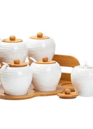 Набор банок для сыпучих продуктов из 5 штук по 250 мл керамический