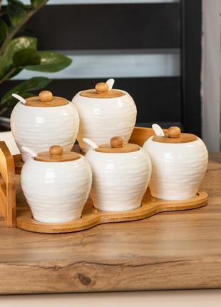 Набор банок для сыпучих продуктов из 5 штук по 250 мл керамический