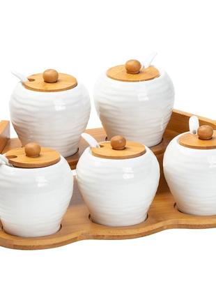Набор банок для сыпучих продуктов из 5 штук по 250 мл керамический