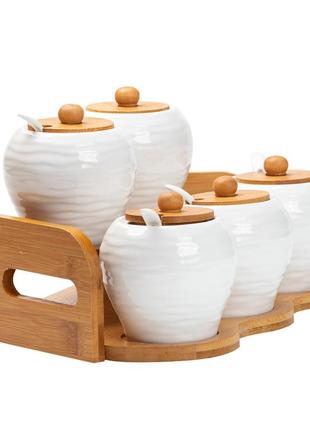 Набор банок для сыпучих продуктов из 5 штук по 250 мл керамический