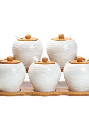 Набор банок для сыпучих продуктов из 5 штук по 250 мл керамический