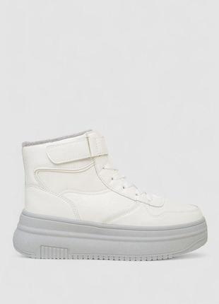 Кроссовки женские зимние на меху, цвет бело-серый, 248ram04