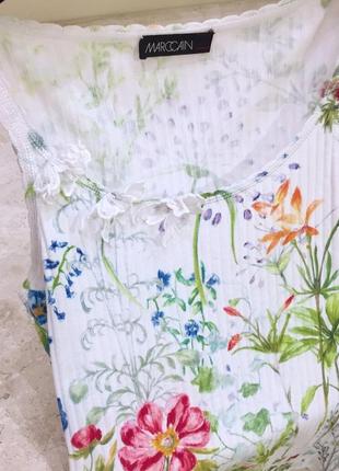 Майка брендова marc cain floral paint white cotton top оригінал n 2 s /m  стан новий ідеальний, без2 фото