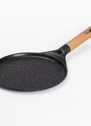 Алюмінієва млинцева сковорода з мармуровим антипригарним покриттям ø 24 см, товсте дно mgc black