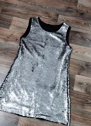 Плаття ошатне зі сріблястими паєтками zara