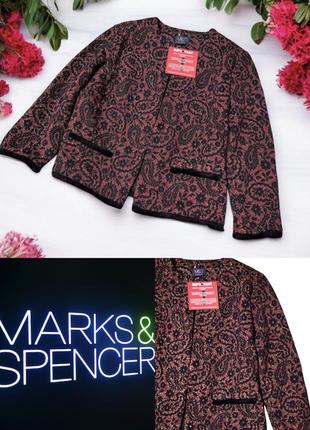 Красивый стильный нарядный пиджак жакет с люрексом m&s цветы этикетка