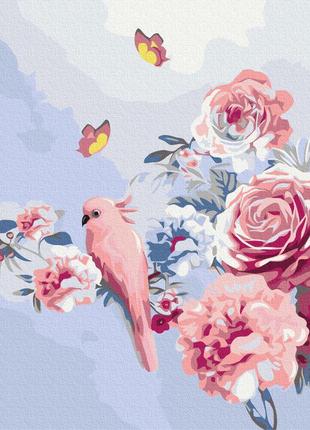 Картини за номерами "папуга у квітах" розмальовки за цифрами.30*40 см.україна