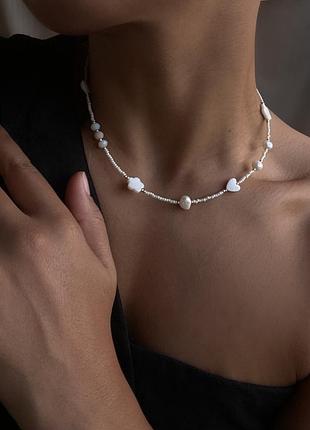 Чокер з перламутром та натуральними перлинами 🦪