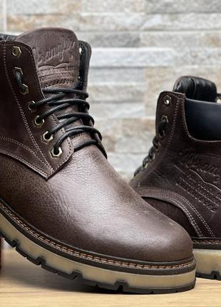 Зимние кожаные ботинки на меху wrangler aviator brown