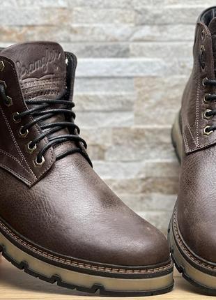 Зимние кожаные ботинки на меху wrangler aviator brown