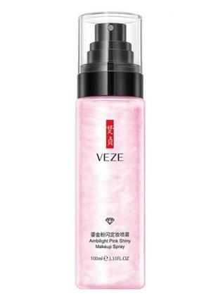 Спрей для закріплення макіяжу veze ambilight pink shiny makeup spray, з екстрактом алое, лотоса та