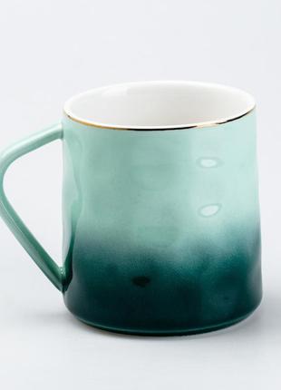 Чашка керамическая 400 мл для чая или кофе зеленая1 фото