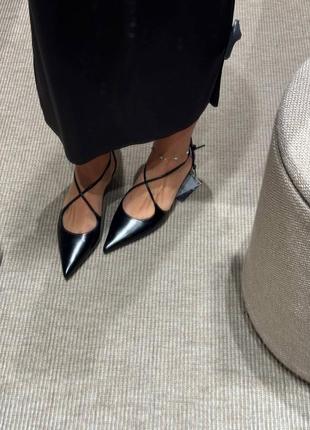 Кожаные туфли на низком каблуке massimo dutti 1422/450