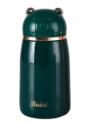 Термос из нержавеющей стали с ремешком 380 мл  зеленый