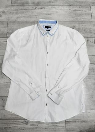 Сорочка рубашка чоловіча біла довгий рукав р 50 бренд "river island"8 фото