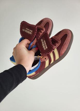 Замшевые кроссовки adidas samba x walles bonner burgundy