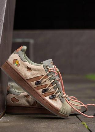 Жіночі кросівки adidas superstar x melting sadness зелені повсякденні кроси з натуральної шкіри