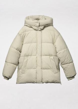 Новый женский пуховик zara. s, xs. оливковый зеленый цвет