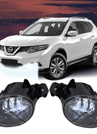 Протитуманні фари led nissan x-trail з лінзами жовтий + білий, з проводкою та кнопкою! штатні фари в бампер