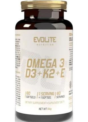 Омега 3+д3+к2+е evolite nutrition omega 3+d3+k2mk7+e 60 sgels