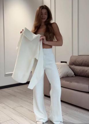 Костюм 100% хлопок оверсайз молочный вязаный теплый