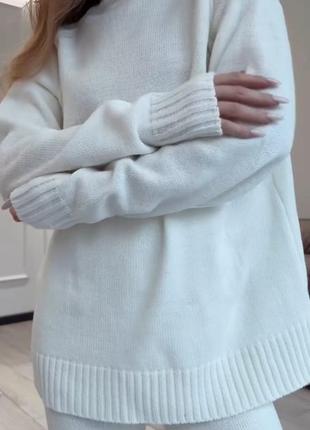 Костюм 100% хлопок оверсайз молочный вязаный теплый