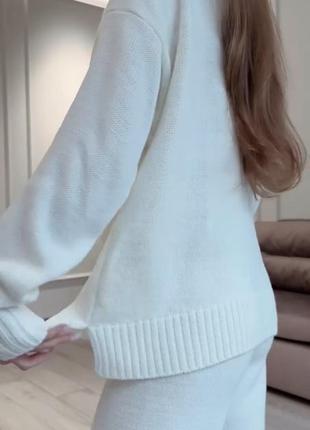 Костюм 100% хлопок оверсайз молочный вязаный теплый