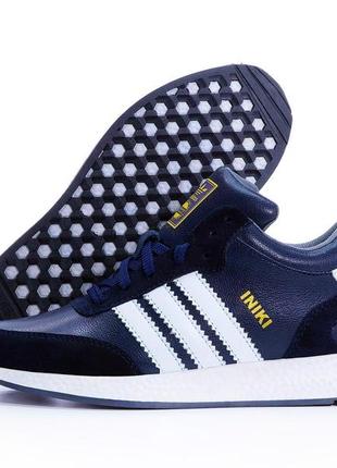 Зимние мужские кроссовки adidas iniki blue white (мех) 41-42-43-44-45