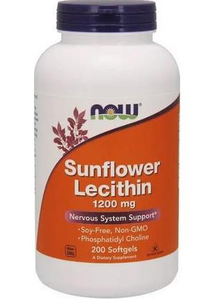 Подсолнечный лецитин now sunflower lecithin 1200 мг 200 капс