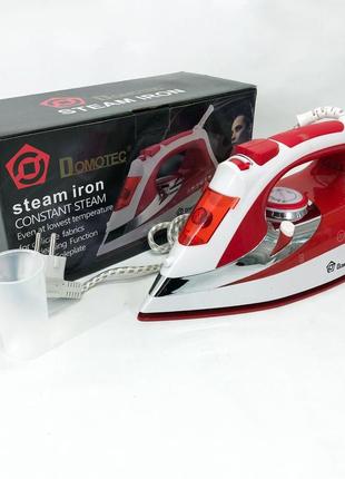 Утюг domotec ms-2201 2800w керамическая подошва, паровой утюг для одежды. цвет: красный