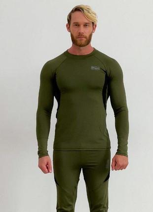 Чоловіча термобілизна з начосом зелена еѕԁу демісезонний комплект кофта і штани на флісі набір на осінь зиму