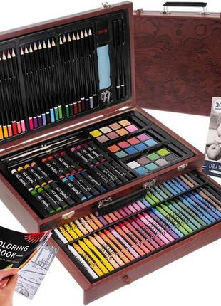 Набор для рисования в деревянном чемодане 143 предмета maaleo 15611