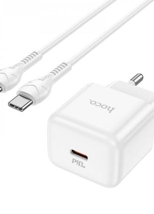 Home charger 30w pd c to c cable (1m) hoco n32 glory — white