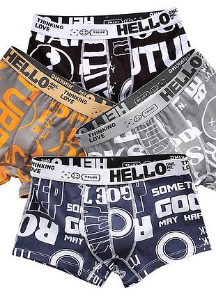 Набір чоловічих трусів боксерів pa-3187 з принтом black/orange/gray/sapphire blue bp 4 шт