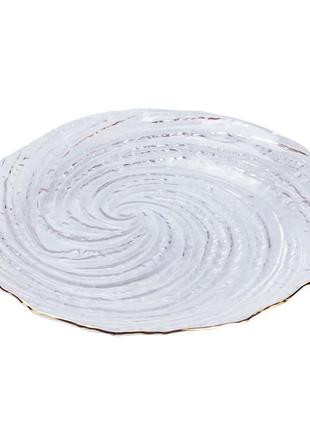 Десертная тарелка ø18 см с золотым ободком прозрачные