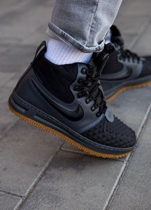 Утеплённые кроссовки Nike mens air jordan retro i 1 high og black gym red white bloodline 555088-062 1 duckboot 17 black/grey с мехом