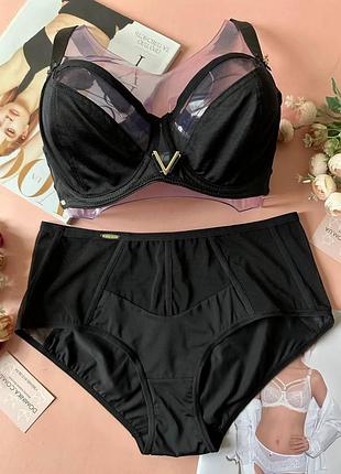 80/85/90/95/100d черный комплект женского нижнего белья на 4 размер