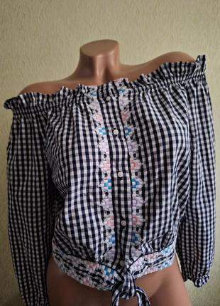 Топ у карту. вишиванка. блуза з відкритими плечима. сорочка.
