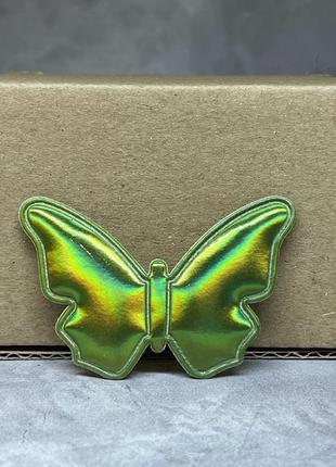 Аппликация бабочка (лаковая), цвет-салатовая, размер 55*37 мм, шт, салатовій