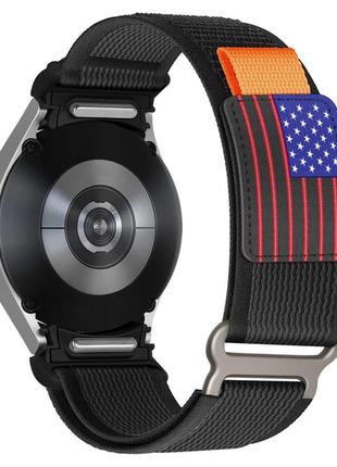 Ремінець для samsung galaxy watch 6 40mm / 6 44mm - чорно-сірий / ширина кріплення 20мм / нейлоновий / watchbands usa