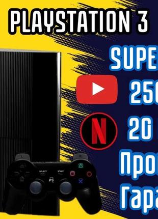 Ігрова консоль playstation 3 superslim 250 gb + 1 джойстик 20 ігор ігрова приставка ps3 пс3 прошита консоль