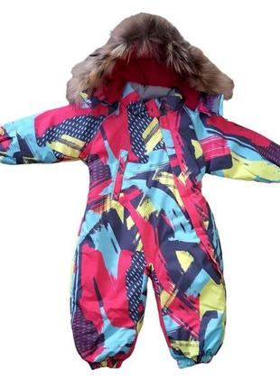 Комбинезон зимний р80-86 (+6см) для девочки разноуветный lassye
