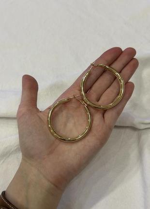 Серьги кольца золотистые металлические шарики кольца